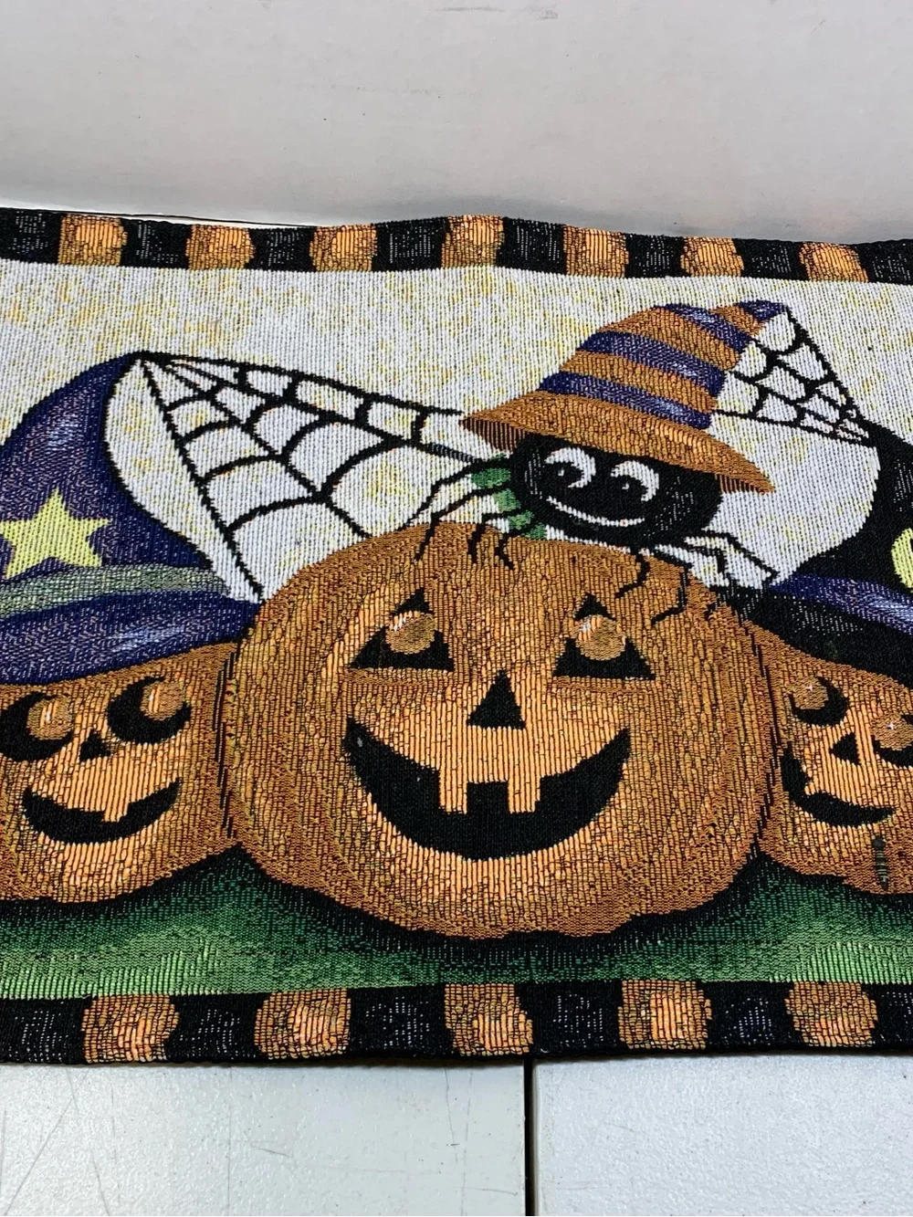 Vintage Group of 4 Woven Tapestry Halloween Placemats.              3713